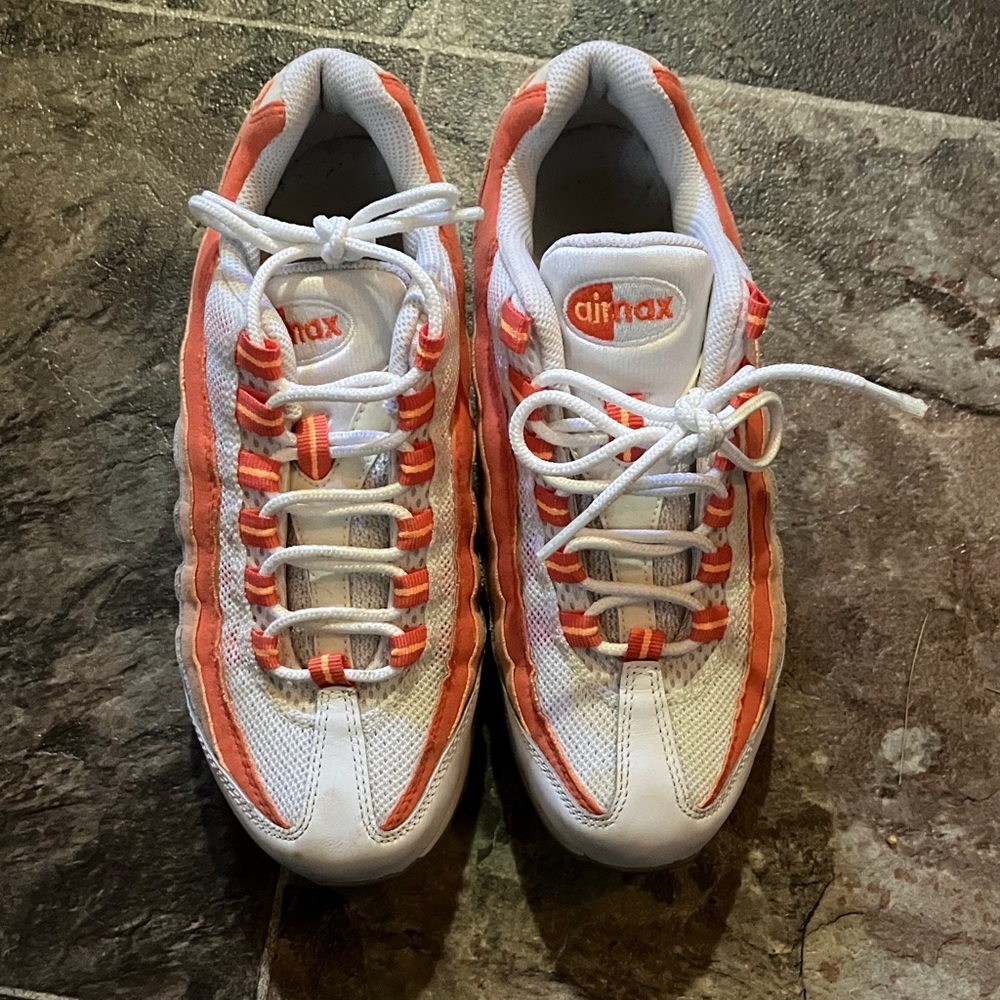 Vintage White and Orange Air Max Sneakers